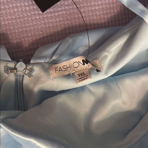 Fashion Nova Blue Ruched Off-Shoulder Midi Dress 37 - Picture 6 of 11